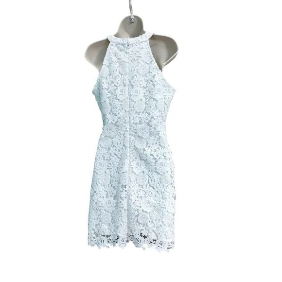 Lulu's White Floral Lace Mini Dress Size Large - Picture 4 of 7